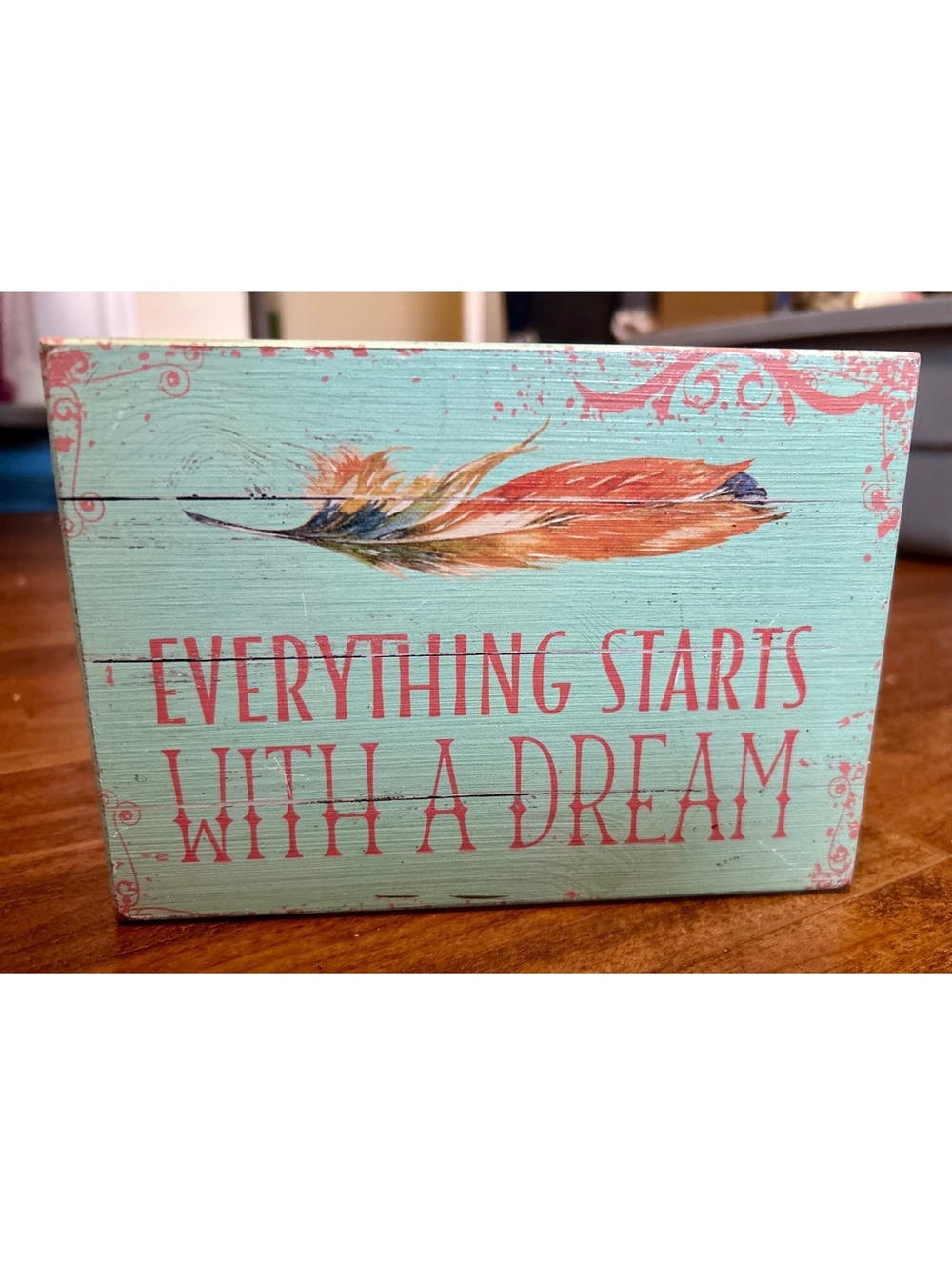 Quill to Paper Handcrafted Inspirational Wooden Sign "Everything Starts With a